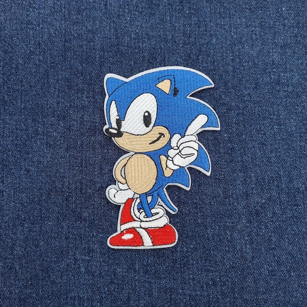 Blue Hedgehog iron-on embroidered Patch