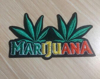 Marijuana leafs Reggae Rasta colors pot leaf  embroidered iron-on patch