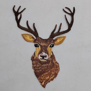 Deer Embroidered iron-on patches applique hunting antelope game animals clothing sticker hunters patch Medium 6X5