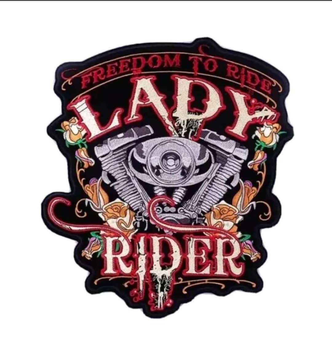 Lady Rider Large Embroidered Iron on Biker Club MC Badges Jackket ...
