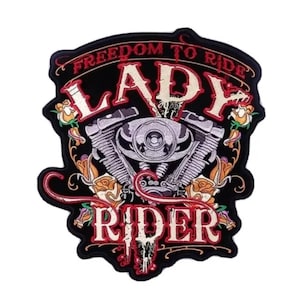 Lady Rider Large Embroidered Iron on Biker Badges Jackket Patches Motorcycle Back Patch