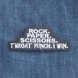Rock Paper Scissors Throat Punch I Win Embroidered Iron-on Patch - Etsy