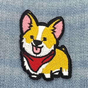 Corgi Dog cute small embroidered iron-on patch