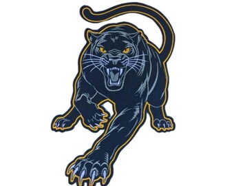 Black Panther Large cat embroidered iron-on patch fierce predator feline