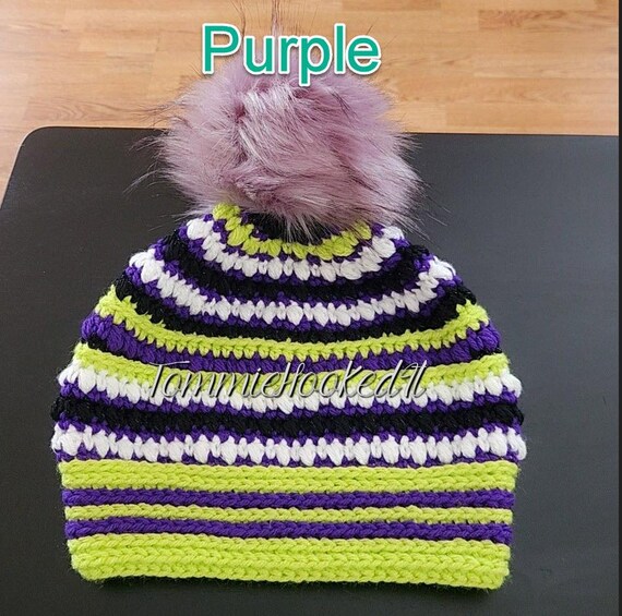 Beetlejuice Beanie Purple Pom