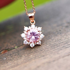 Made Morganite-hanger roségoud vermeil met zirkonia&#39;s, bruiloft, bruids