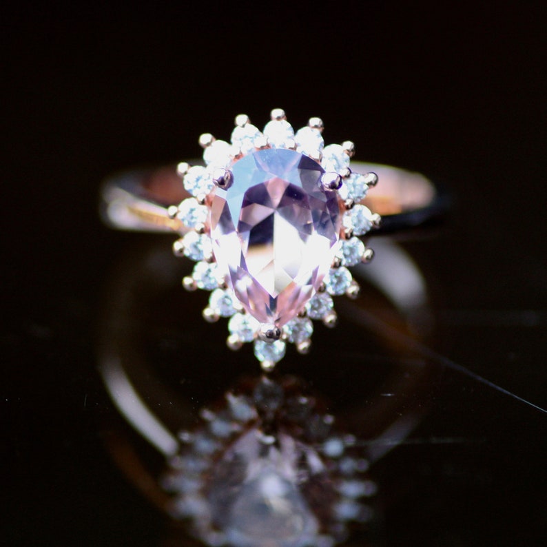 Color Change Alexandrite Diaspore or Morganite Engagement Ring 14k Rose Gold Vermeil