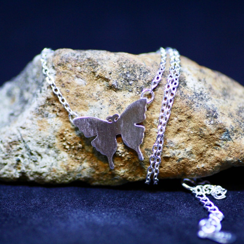 Gift for Her Gift for Teen Pretty Butterfly Necklace Sterling Silver 925 Satin Brushed Finish Gift for Girl