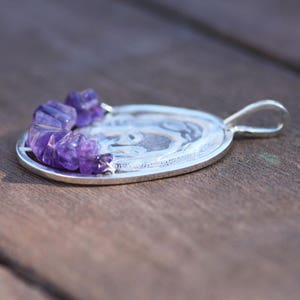 Natural Amethyst Handmade Madonna Pendant in Solid Sterling Silver , February Birthstone , Healing , Religious , CLEARANCE image 5