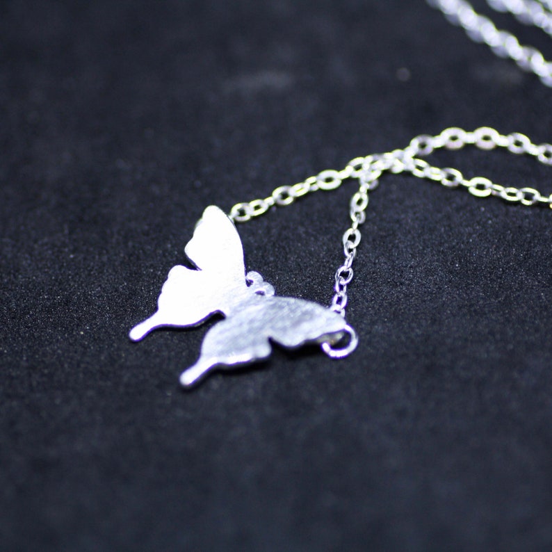 Gift for Her Gift for Teen Pretty Butterfly Necklace Sterling Silver 925 Satin Brushed Finish Gift for Girl