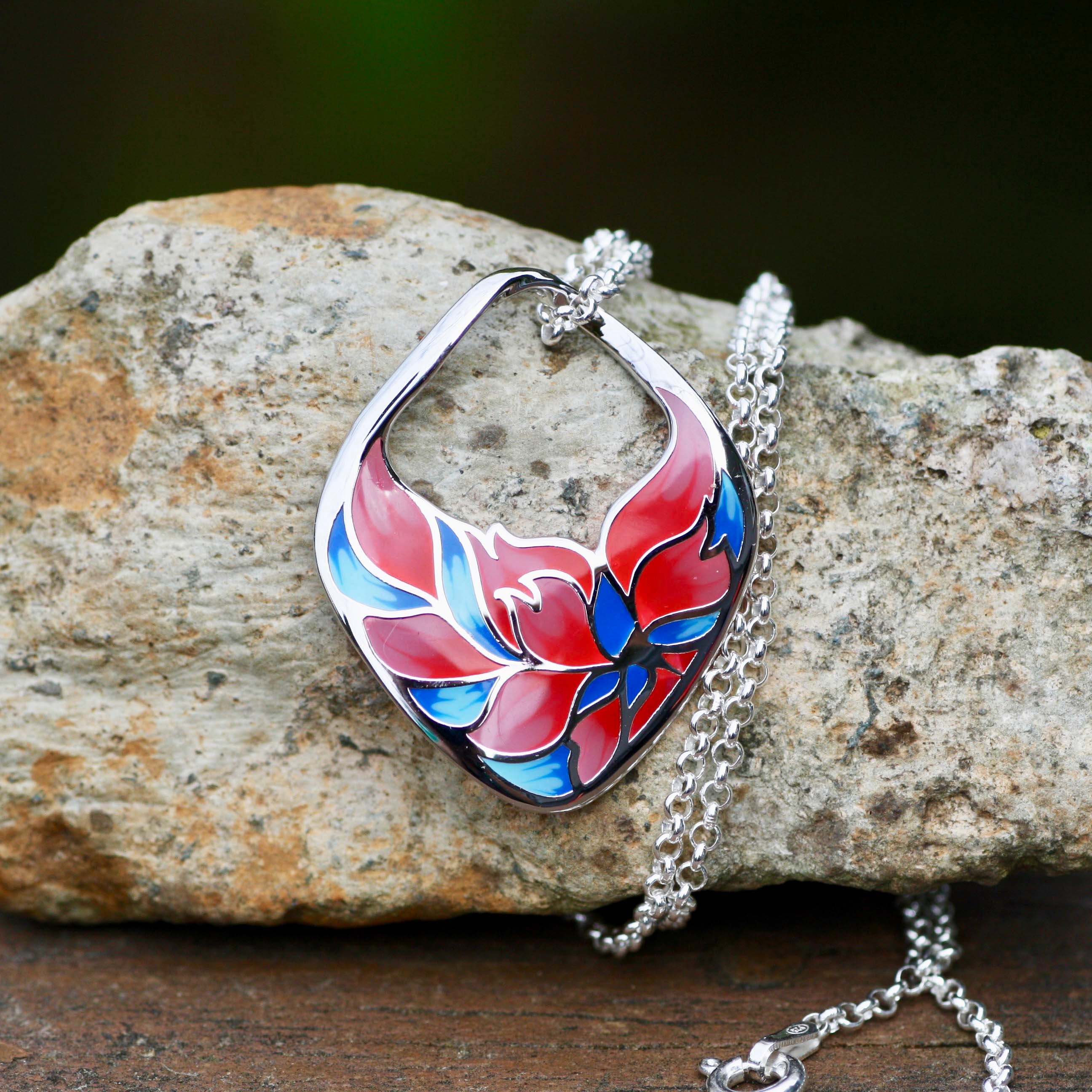 ネックレス・ペンダント  Flower Silver Pink Necklace(SILVER925) 925 Sterling Silver Pink Crystal Flower Pendant Necklace
