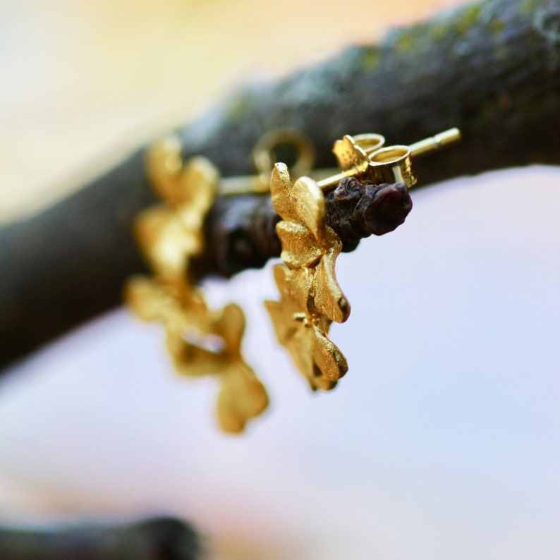 Clematis Flower Earrings Sterling Silver 925 or 18k Gold Vermeil , Symbol of Strength image 10