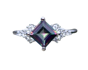 Natural Mystic Topaz Ring Solid Sterling Silver 925 , Size 6 1/4 , Last One