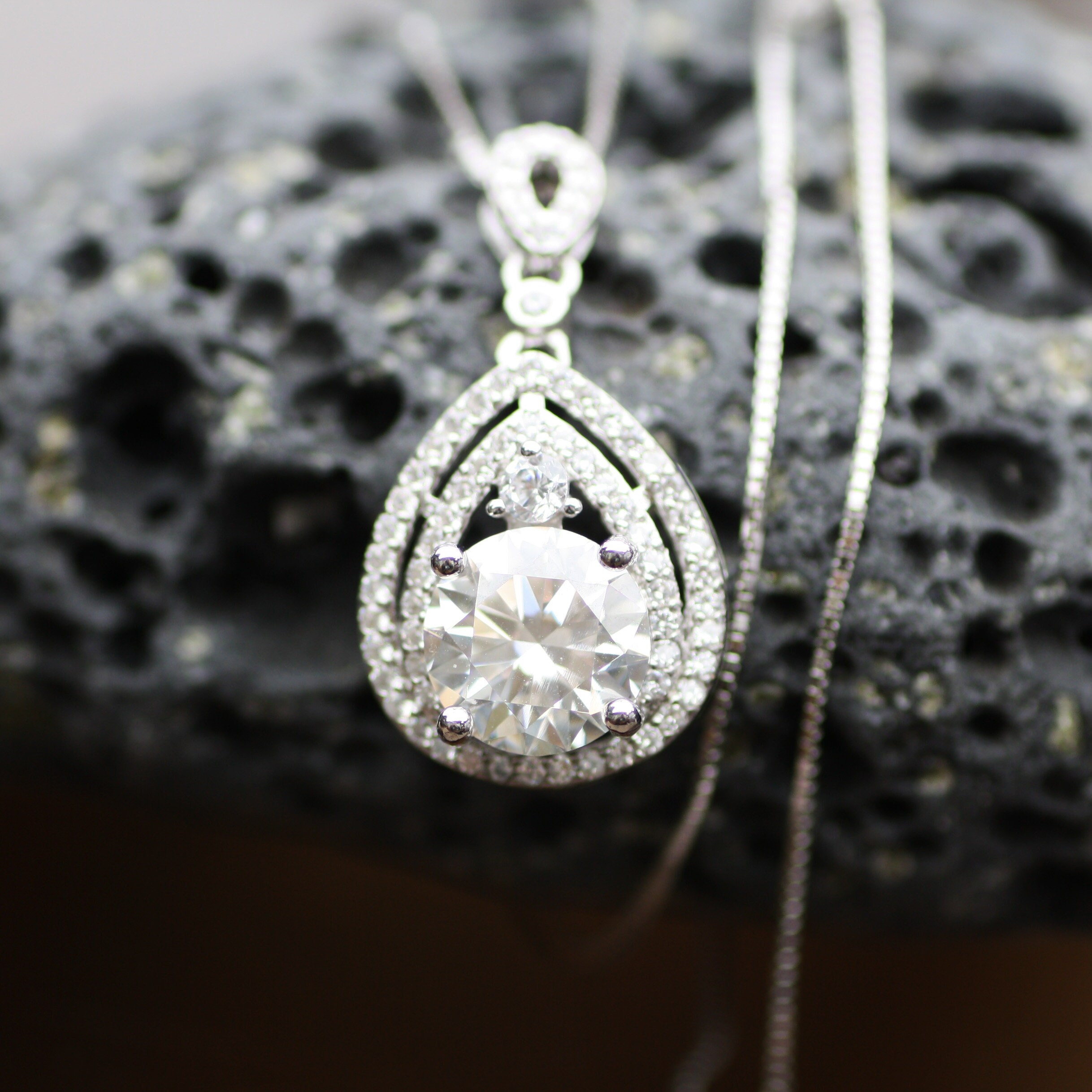 2 Carat Created Moissanite Pendant Sterling Silver 925 D Etsy