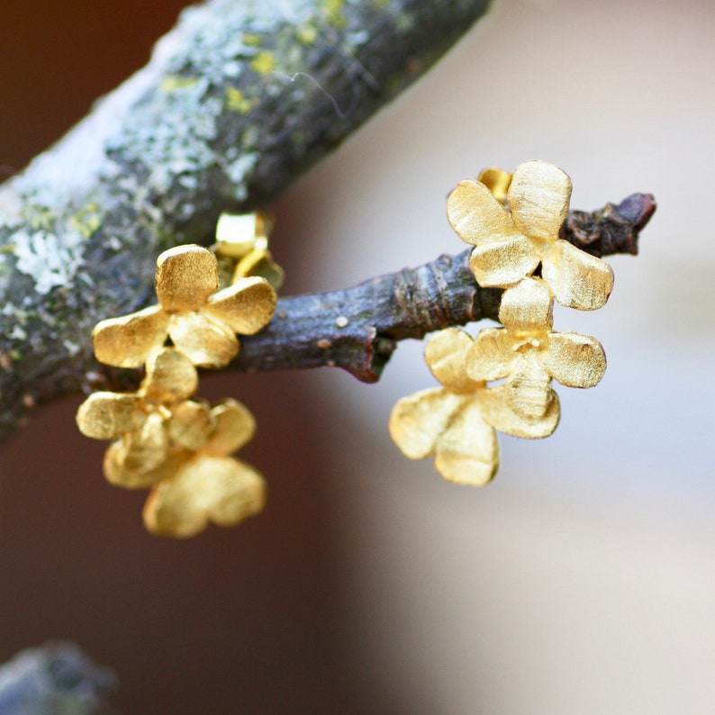 Clematis Flower Earrings Sterling Silver 925 or 18k Gold Vermeil , Symbol of Strength image 7