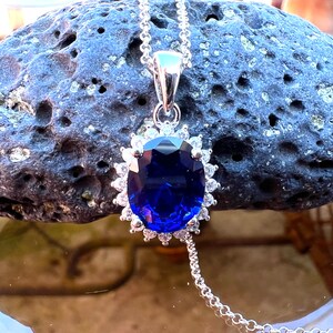 Artisan Crafted Sapphire Pendant in Sterling Silver 925 – September Birthstone Elegance, Perfect for 5th Anniversaries