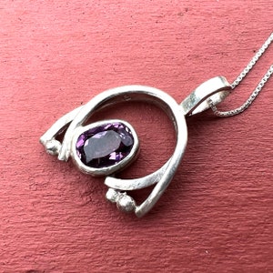 February Elegance: Sterling Silver 925 Pendant with Natural Amethyst Unisex Design