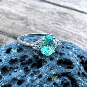 Beautiful Green Tourmaline Ring Solid Sterling Silver 925 , October birthstone