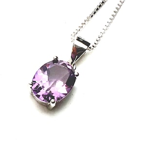 Delicado colgante de amatista Rose de France: plata de ley 925, piedra natal de febrero, celebra tu sexto aniversario