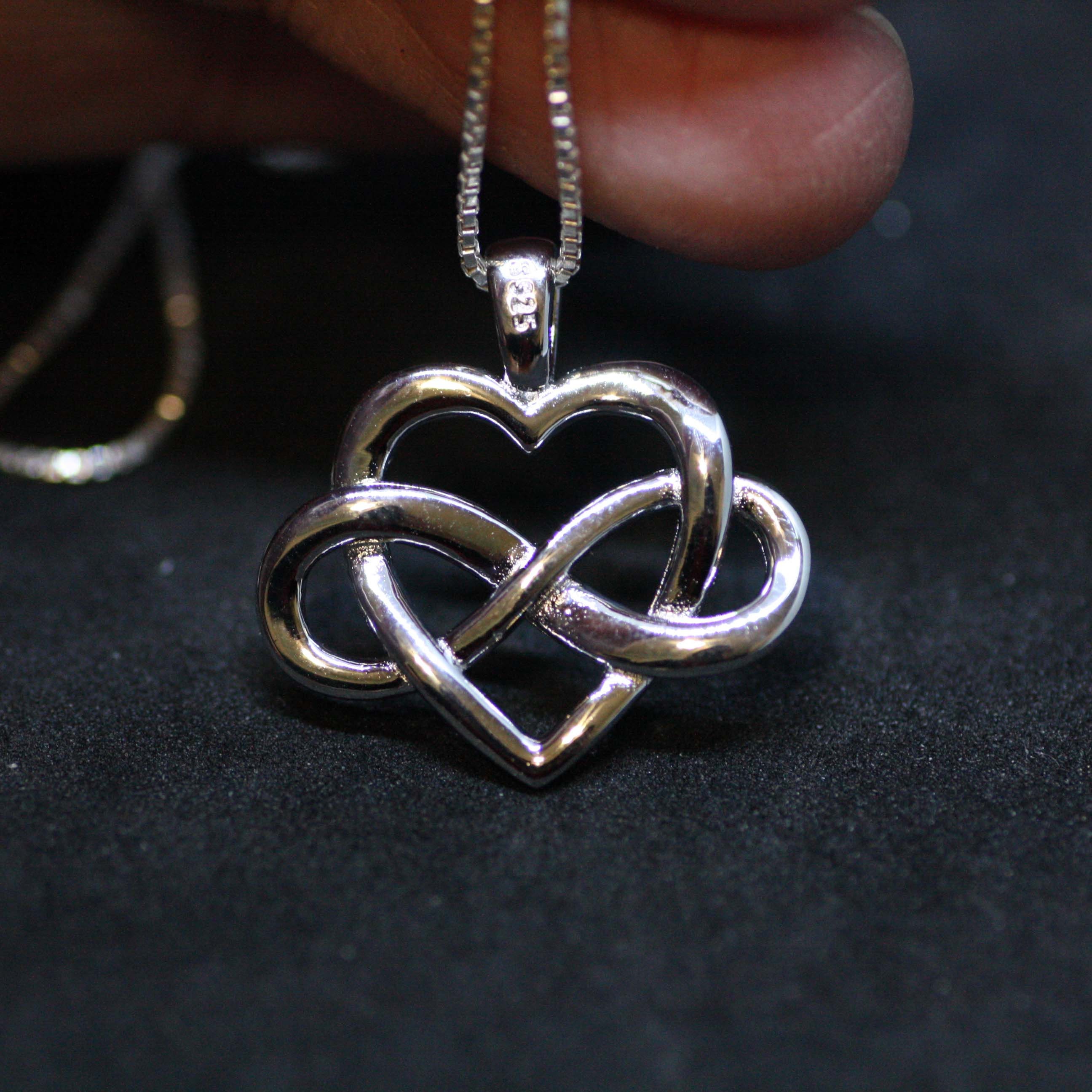 STERLING SILVER DOUBLE HEART INFINITY LOVE NECKLACE PENDANT VALENTINES GIFT 925 STERLING SILVER DOUBLE HEART INFINITY LOVE NECKLACE PENDANT VALENTINES GIFT 925