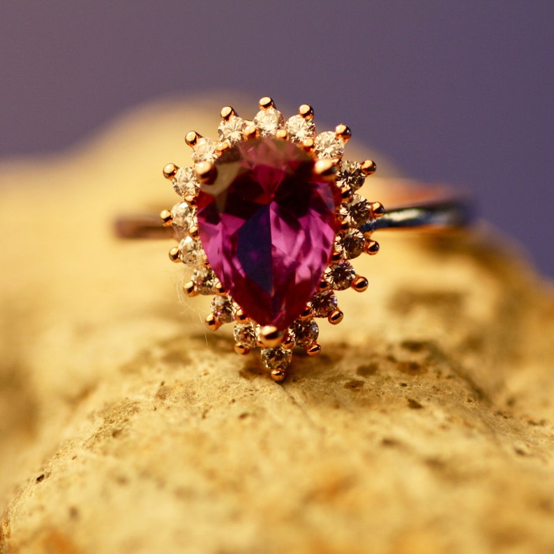 Color Change Alexandrite Diaspore or Morganite Engagement Ring 14k Rose Gold Vermeil
