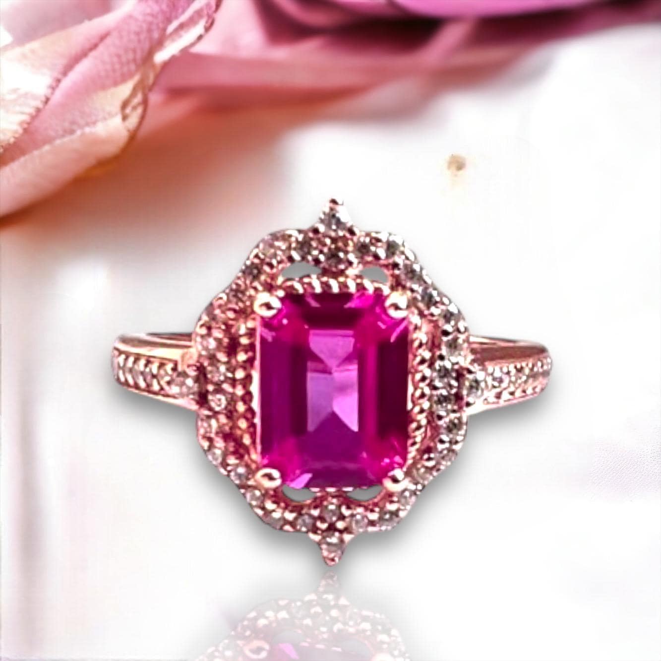 So Pretty Bague saphir rose en or rose 18 carats vermeil, pierre