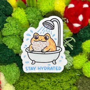 Stay Hydrated Stickers! Frogs, Pacman, Decals, Vinyl, Tumbler, Pets, Animals, Laptop, Water bottle, Cute, Funny, Cartoon, Drawing, Art