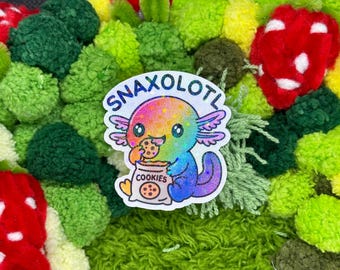 Cute Snaxolotls! - Stickers, Decal, Vinyl, Water Bottle, Tumbler, Stanley, Laptop, Cute, Amphibian, Water, Animals, Axolotl, Reptiles