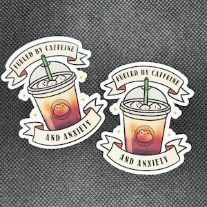 ¡Impulsado por la cafeína y la ansiedad: pegatina de café helado!