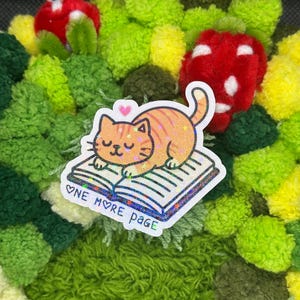 Reading Kitty Stickers! Cats, Decals, Vinyl, Tumbler, Pets, Animals, Laptop, Water bottle, Cute, Funny, Cartoon, Drawing, Art.