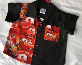 Boy's Shirt - McQueen Cars - baby button shirt / boys button shirt / christmas