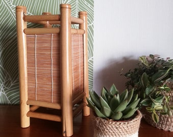 Lampe de table à poser en rotin bambou vintage
