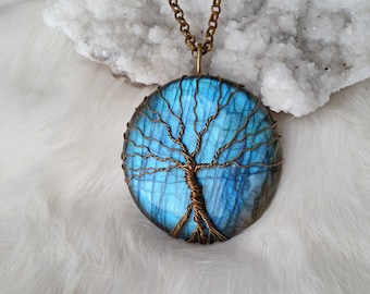 Celtic life tree pendant iggdrasil with spiral branches in silver or bronze brass 26x25 mm