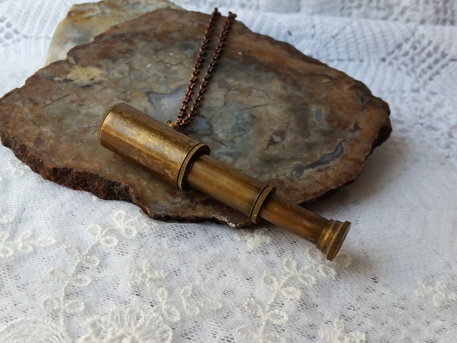Telescope Necklace Miniature Collapsible Antique Spy Glass Etsy