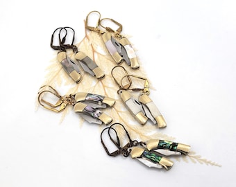 Miniature Knife Earrings: Bone, Abalone, or Pearl - Steampunk Jewelry