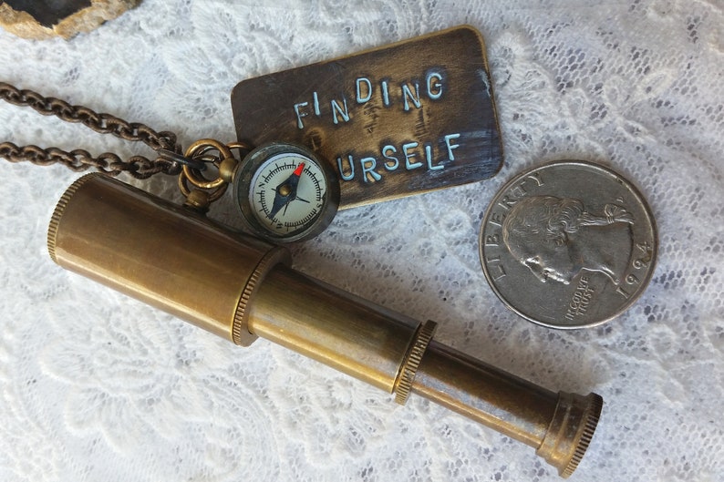 Miniature Telescope Compass Necklace Original Design Finding Etsy