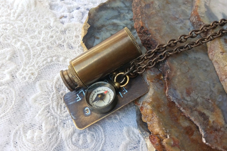 Miniature Telescope Compass Necklace Original Design Finding Etsy