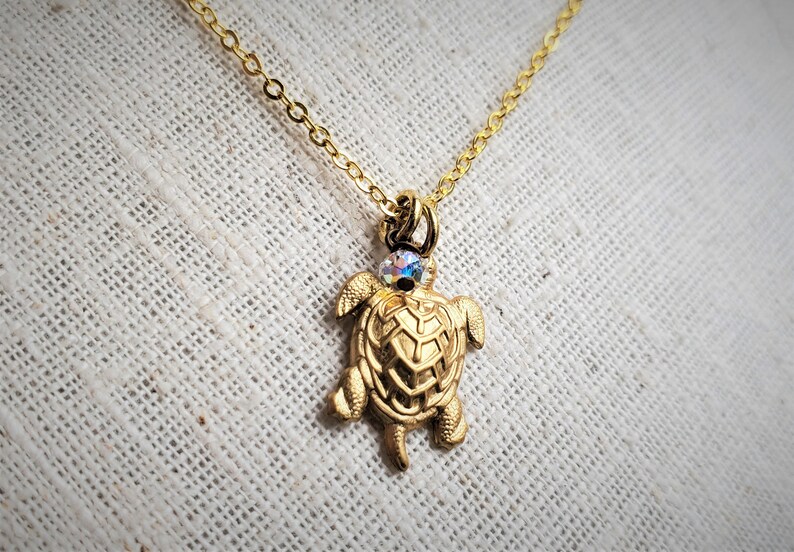 Pendant Charm Raw Brass Chain Made in the USA Closeout Marked Down Sale CLEARANCE Turtle Charm Necklace Gold Toned Solid Brass Jewelry
