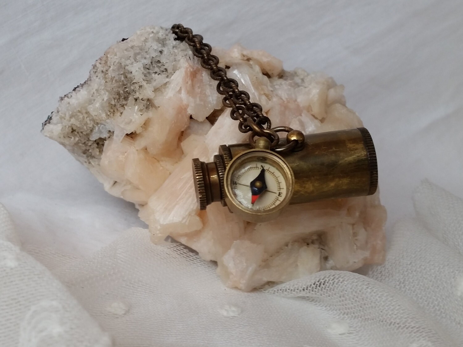 Miniature Telescope Compass Necklace Finding Yourself Etsy