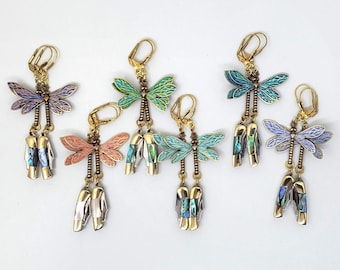Dragonfly Knife EarringsHand Painted Dragonfly Pendant, Vintage Miniature 1" Knife Jewelry