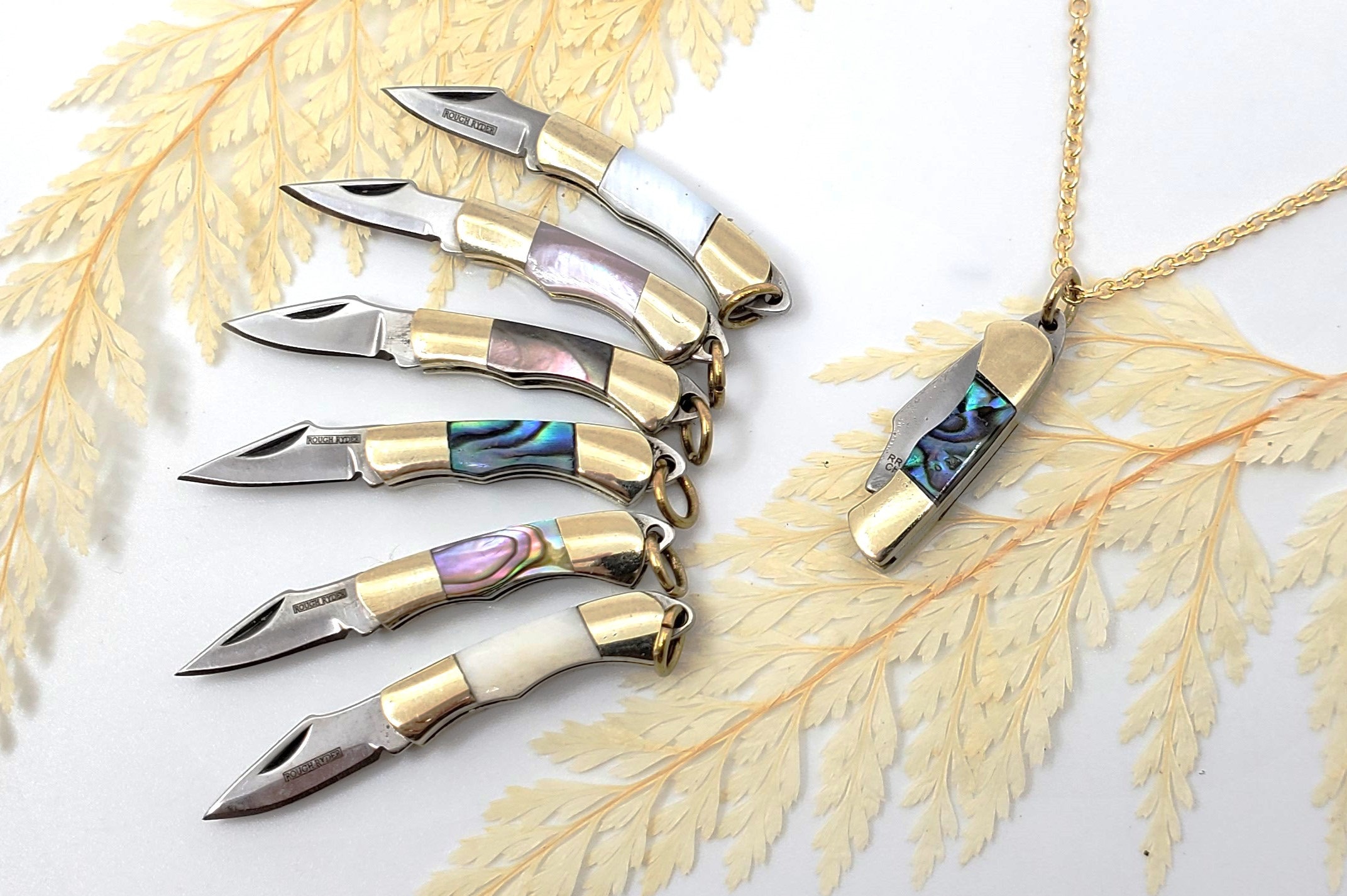 Miniature Knife 1 BULK Option Mother of Pearl Abalone Bone Working Mini  Knife Tiny Folding Knife Charm Pendant Jewelry Supply 