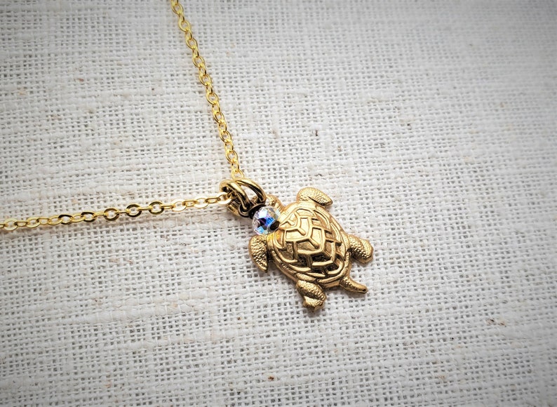 Pendant Charm Raw Brass Chain Made in the USA Closeout Marked Down Sale CLEARANCE Turtle Charm Necklace Gold Toned Solid Brass Jewelry