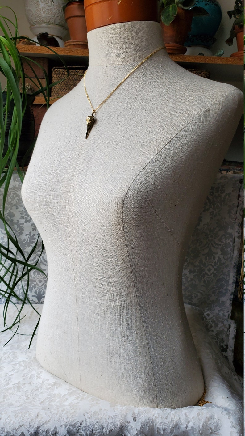 Bird Skull Necklace Quality Gold Toned Raw Brass Chain Made in the USA Solid Brass Skull Jewelry