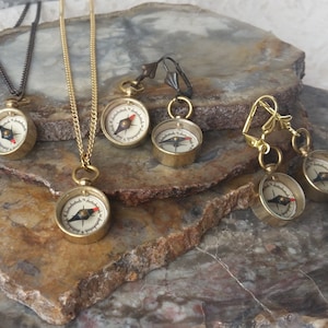 Miniature Compass Necklace, Steampunk Jewelry, 15mm Brass Compass  Pendant, Nautical Jewelry, Tiny Steampunk Travel Charm