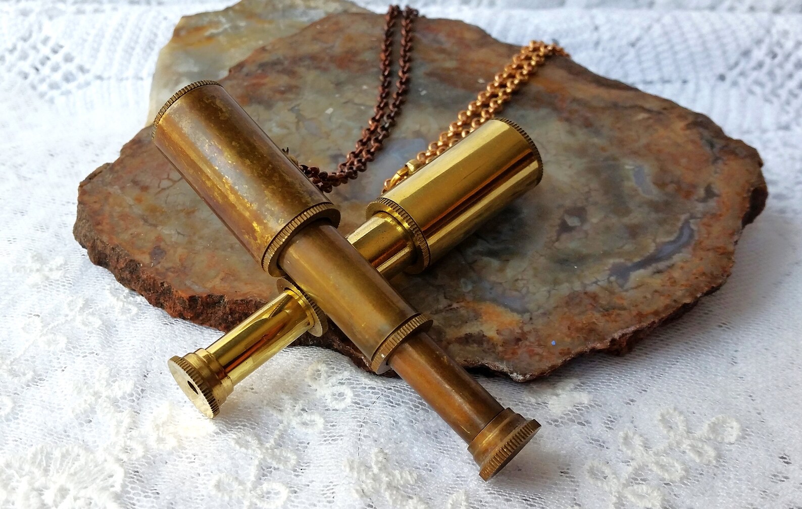 Telescope Necklace Miniature Collapsible Antique Spy Glass Etsy