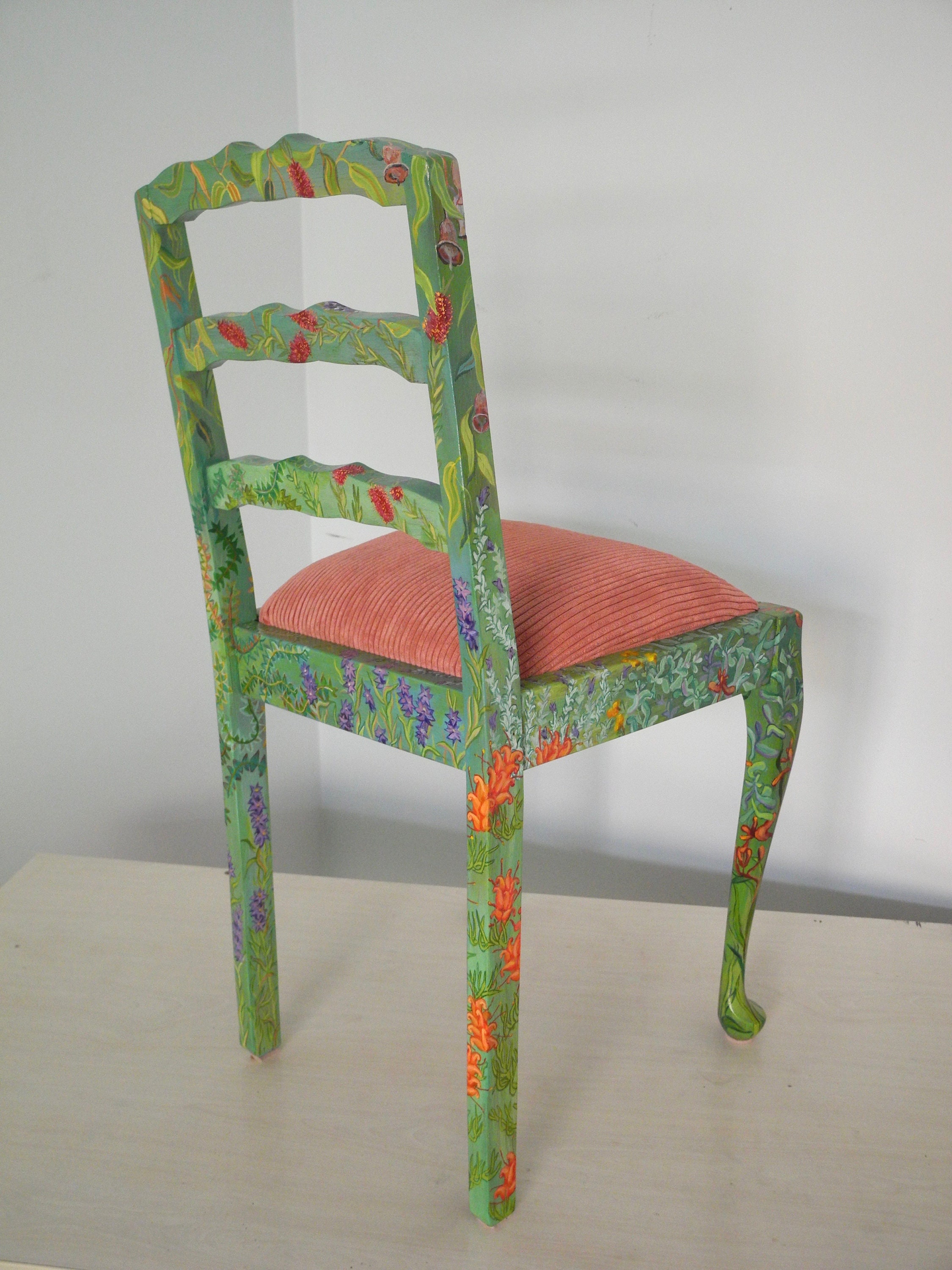 Hand painted antique chair native Australian flowers decorated Etsy