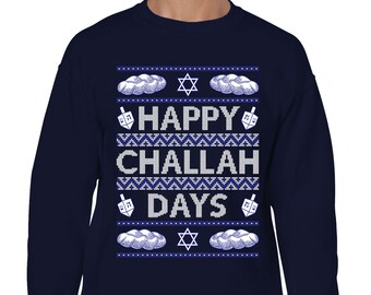 TeeLucky Happy Jewish Holidays Ugly Sweater Funny Hanukkah Unisex Hoodie 