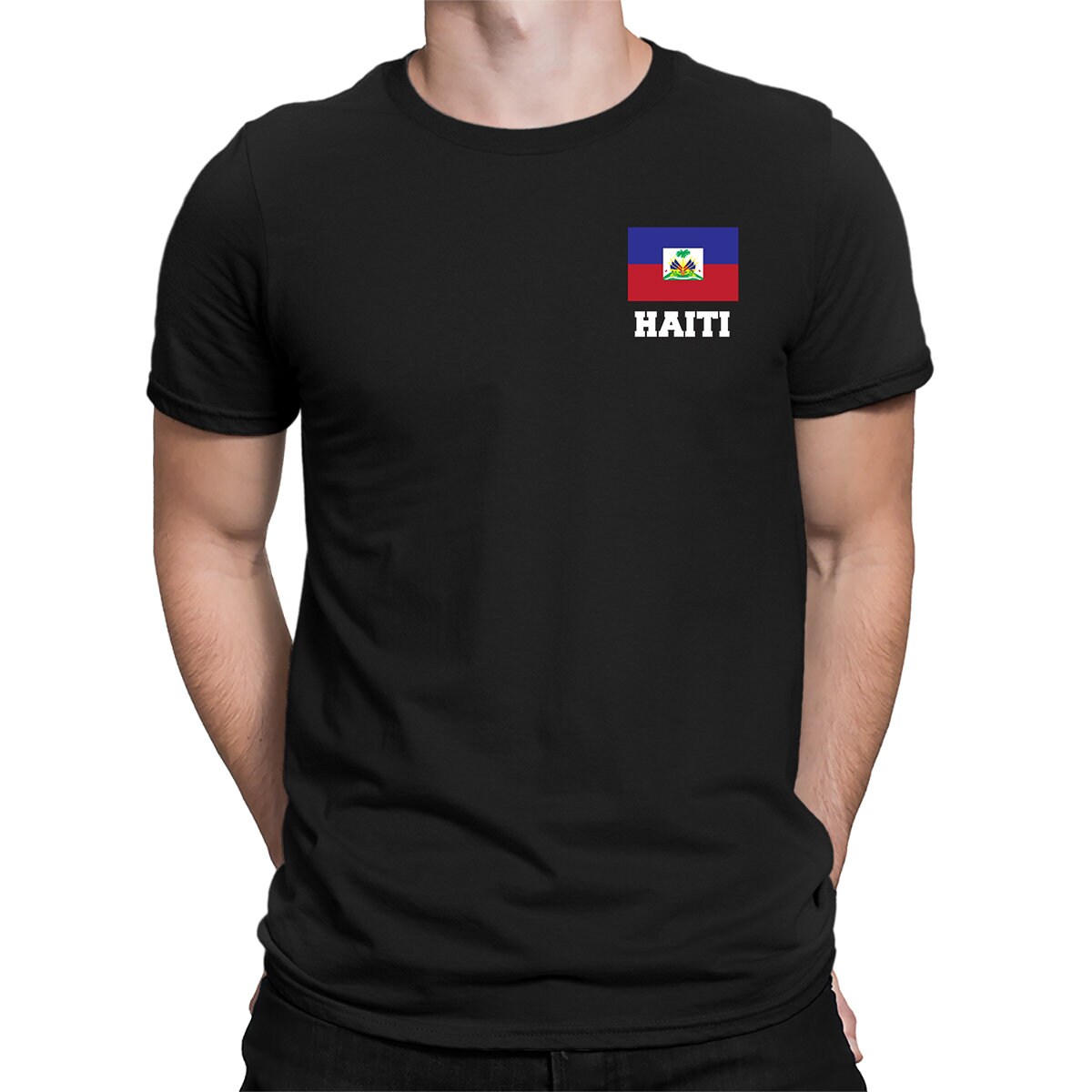 Republic of Haiti Haiti Country Flag Men's T-Shirt Men's Haiti Soccer Shirts AMD_HAI_08 Port-au-Prince Haitian