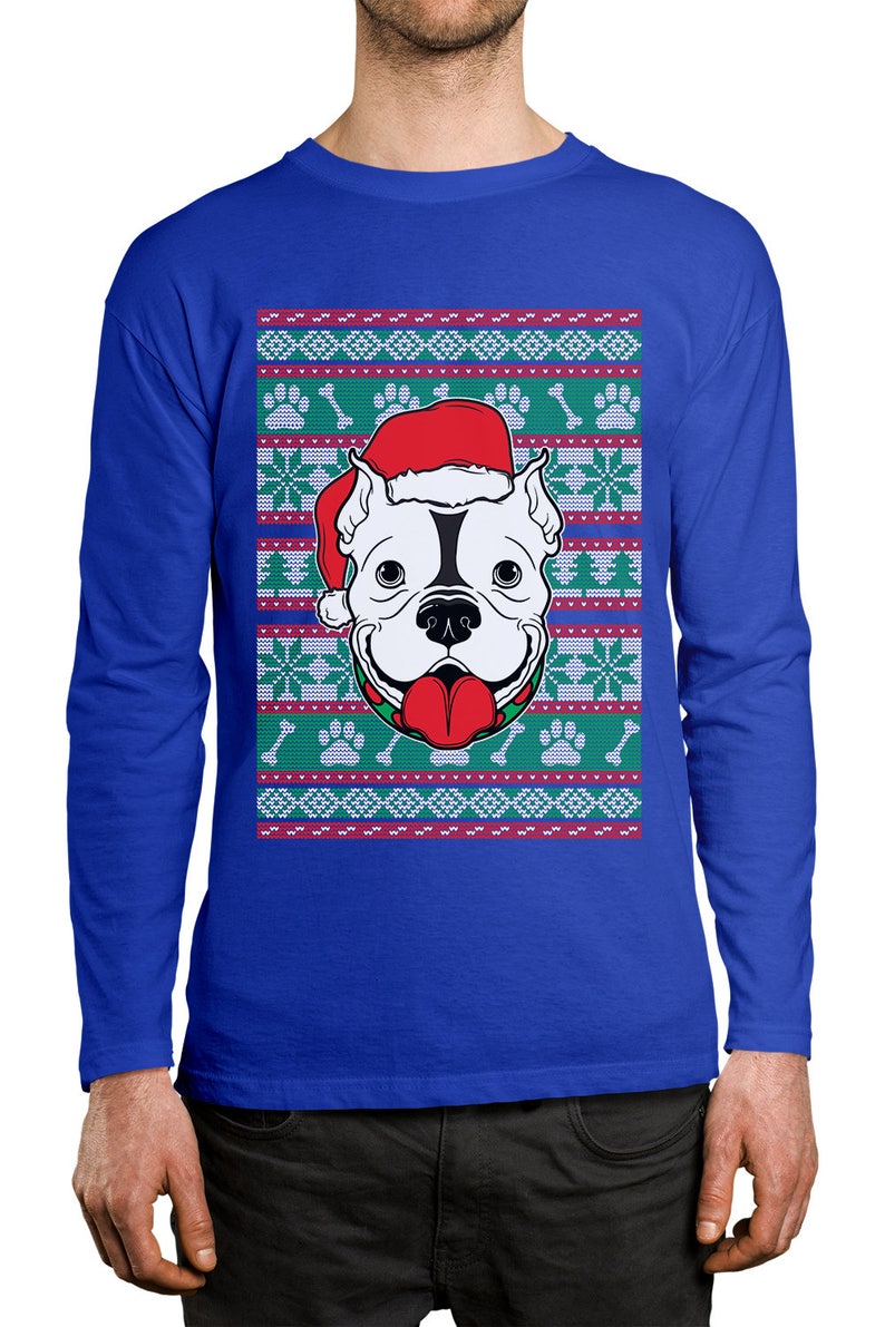 SpiritForged Apparel Pitbull Ugly Christmas Crewneck Sweater SpiritForged Apparel Pitbull Ugly Christmas Crewneck Sweater