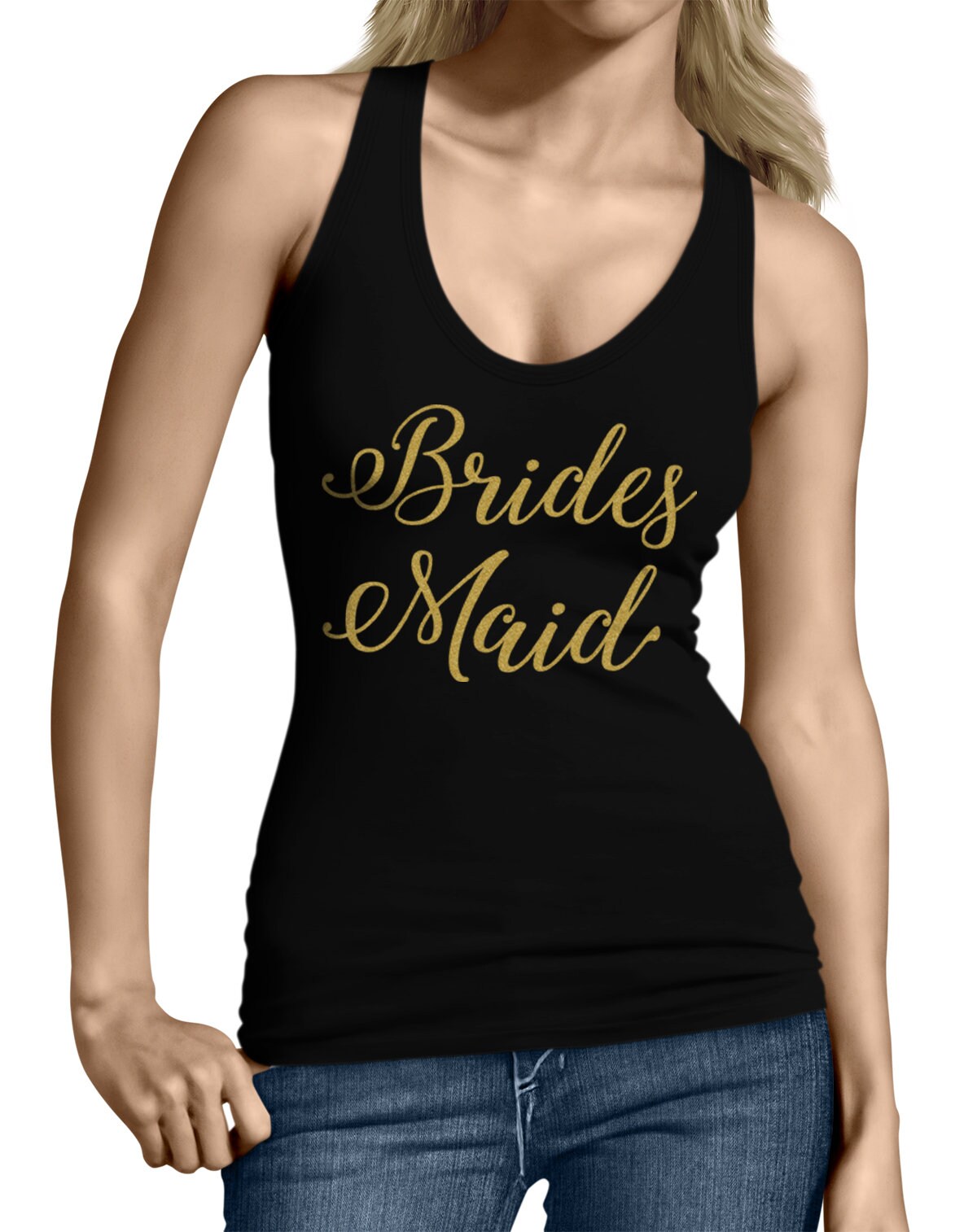 Bridesmaid Gold Glitter Script Wedding Bride Matrimony Present | Etsy